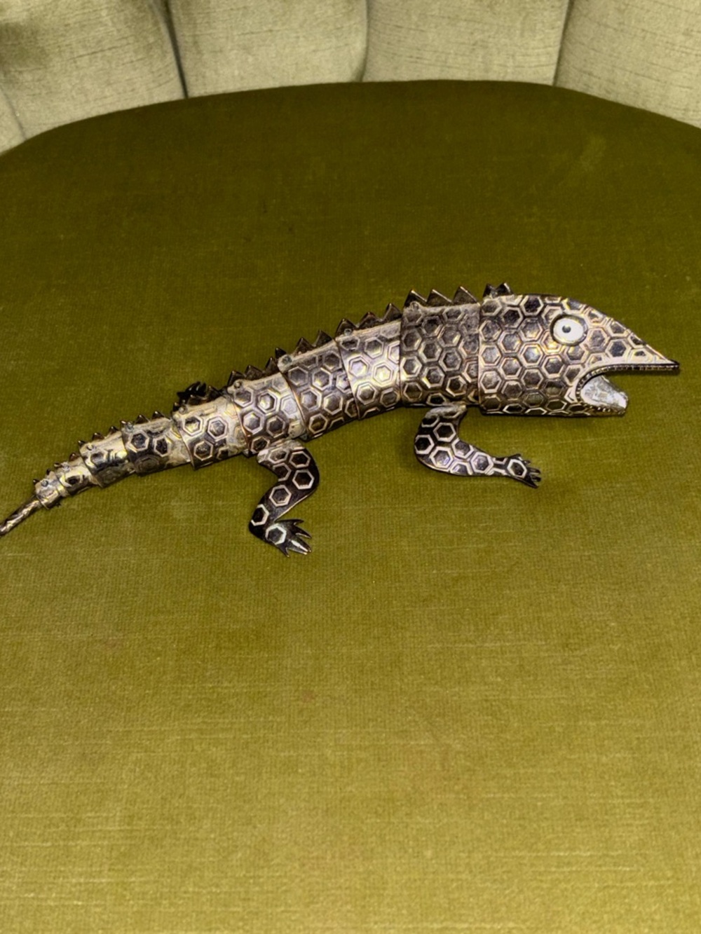 Vintage Emilia Castillo Mexico Silver Inlay IGUANA LIZARD Gekko Bottle Opener - Picture 1 of 9